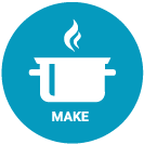 Make Food system icon. Boiling steam coming off pot.